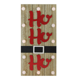 15.75" Brown and Red 'Ho Ho Ho' LED Light Santa Belt Christmas Wall Decor