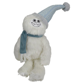 22" Plush White and Blue Sitting Tabletop Yeti Christmas Figure