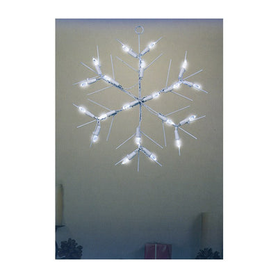13" White and Clear LED Lighted Snowflake Christmas Window Silhouette Decoration