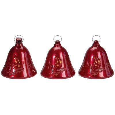 6.5" Musical Lighted Red Bells Christmas Decorations Set of 3