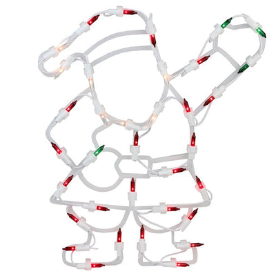 13" Red and Green Lighted Santa Double Sided Christmas Silhouette Decoration