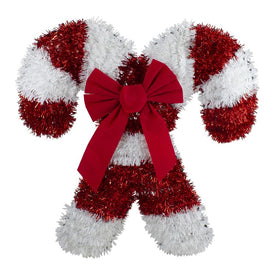 19.25" Tinsel Candy Cane Christmas Window Decoration