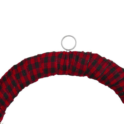24" Red and Black Buffalo Plaid and Berry Artificial Christmas Wreath - Unlit