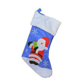 15" Blue and Red Santa Claus with Gift Christmas Stocking