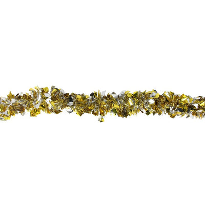 12' Unlit Gold and Silver Boa Wide Cut Christmas Tinsel Garland
