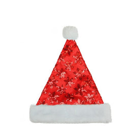 White and Red Sequined Snowflake Unisex Adult Christmas Santa Hat Costume Accessory - Medium
