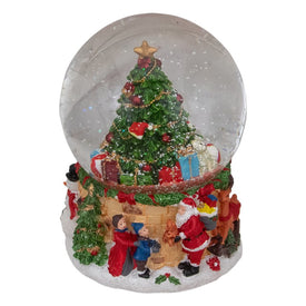 5" Musical Santa Giving Gifts Christmas Tree Snow Globe