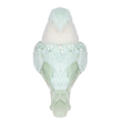 4.25" Light Green Tabletop Christmas Bird with Sequins
