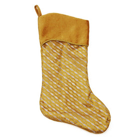 20" Silver and Gold Glitter Striped Shadow Cuff Christmas Stocking