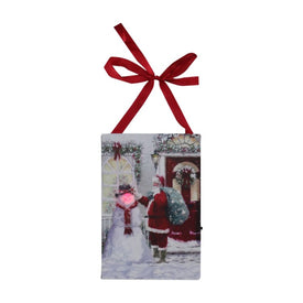 6" LED Lighted Fiber Optic Santa and Snowman Christmas Wall Art Decoration