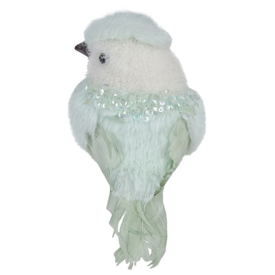 3.5" Light Green Tabletop Christmas Bird with Sequins