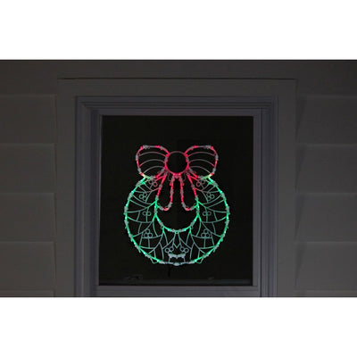 16" White and Clear Led Lighted Wreath Christmas Window Silhouette Decoration
