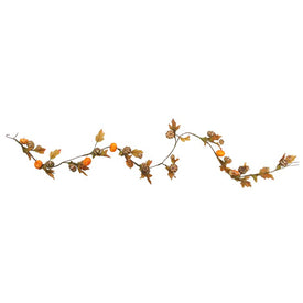 4.75' x 1.5" Unlit Pumpkin and Fall Leaves Artificial Thanksgiving Garland