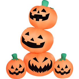 6' Inflatable Pre-Lit Stacked Pumpkin Jack-O-Lantern Decoration