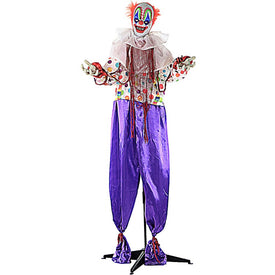 65" Life-Size Animatronic Talking Scary Clown with Flashing Red Eyes