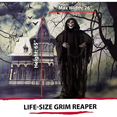 65" Life-Size Animatronic Grim Reaper with Chain and Rotating Head