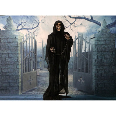 65" Life-Size Animatronic Grim Reaper with Chain and Rotating Head