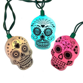 Ten-Light Color Changing Sugar Skull Light Set