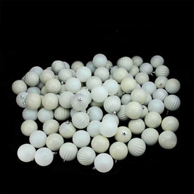 2.5" White Shatterproof Three-Finish Ball Christmas Ornaments 100-Count
