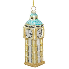 4.75" Black and Gold Glass Big Ben Christmas Ornament