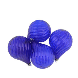 4.5" Lavish Blue Transparent Finial Drop Shatterproof Christmas Ornaments Set of 4