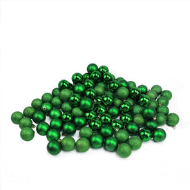 1.5" Xmas Green Shatterproof Four-Finish Ball Christmas Ornaments Set of 96