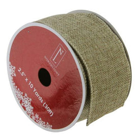 2.5" x 10 Yards Faded Green and Brown Burlap Christmas Wired Craft Ribbon