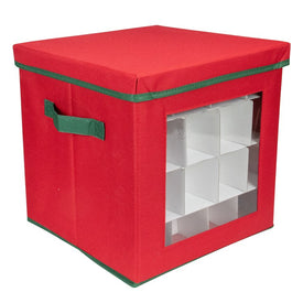 12" Red and Green Christmas Ornament Storage Bag with Removable Dividers