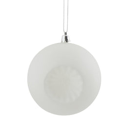 4" Winter White Shatterproof Matte Ball Christmas Ornaments Set of 6