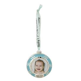 3" Blue and Silver Baby's First Christmas Ornament