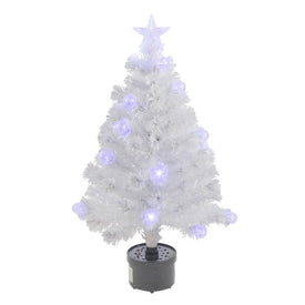 3' Pre-Lit Iridescent Fiber Optic Artificial Christmas Tree - White Lights