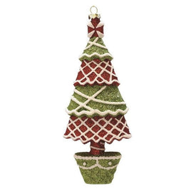 7" Red and Green Glitter Shatterproof Christmas Tree Ornament