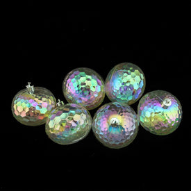 2.5" Clear Shatterproof Iridescent Hammered Ball Christmas Ornaments Set of 6