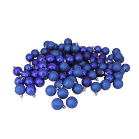 1.5" Royal Blue Shatterproof Four-Finish Ball Christmas Ornaments Set of 96