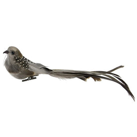 9.5" Brown and Gray Clip-On Bird Feather Christmas Ornament Decoration