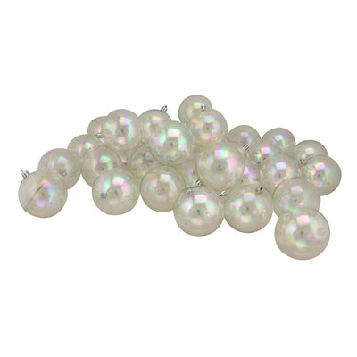 3.25" Clear Iridescent Shatterproof Shiny Ball Christmas Ornaments Set of 32