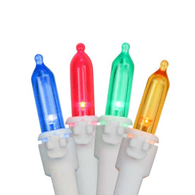 50-Count Multi-Color LED Mini Christmas Lights with 4" Spacing and White Wire