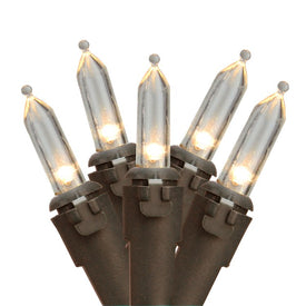 100-Count White and Brown LED Mini Christmas Lights with 33' Brown Wire
