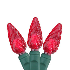 50-Count Magenta Pink LED C6 Commercial-Grade Faceted Christmas Lights with 24' Green Wire