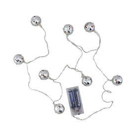 8-Count White LED Jingle Bell Novelty Christmas Lights with 3' Clear Wire