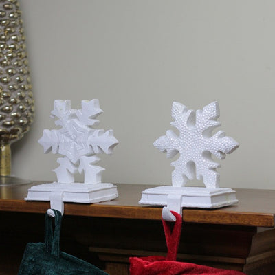 Reindeer Christmas Tree and Star Metallic Red Christmas Stocking Holders