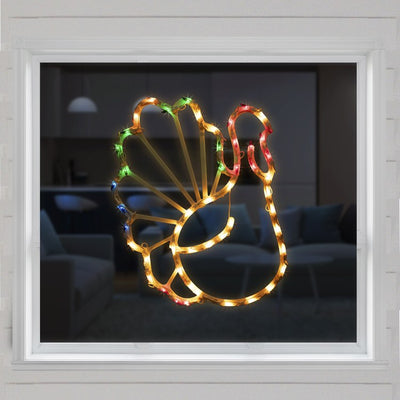 18" Lighted Turkey Thanksgiving Window Silhouette Decoration