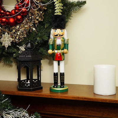 14" Green and White Cymbalist Christmas Nutcracker