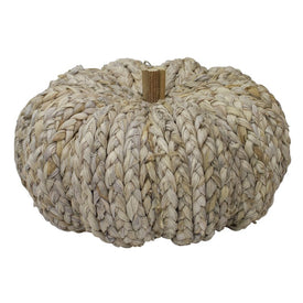 9.5" Beige Weaved Autumn Harvest Tabletop Pumpkin