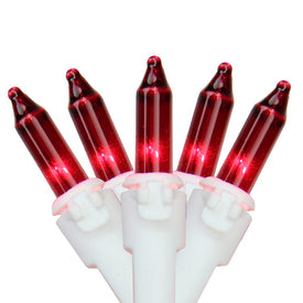 100-Count Red Mini Christmas Lights with 2.5" Spacing and White Wire