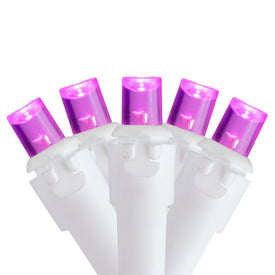 50-Count Pink LED Wide-Angle Christmas Lights with 16.25' White Wire