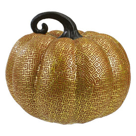 7.5" Gold and Orange Textured Pumpkin Fall Decoration