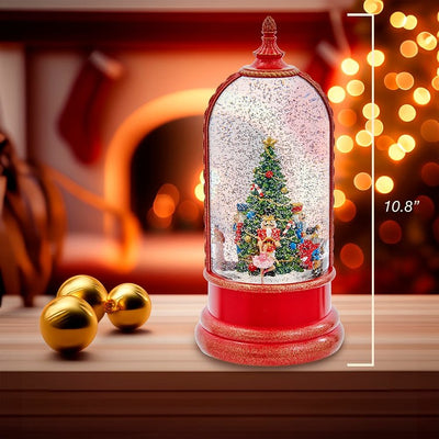 10.8" Battery-Operated USB Lighted Musical Nutcracker Water Lantern