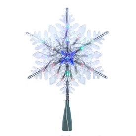 9" Clear Snowflake Tree Topper with 20 Color-Changing RGB LED Bulbs, Electric Plug