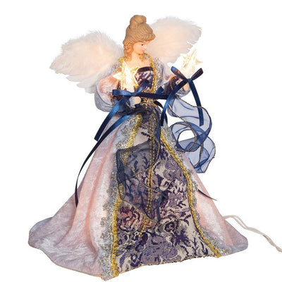 12" 10-Light Delft Blue with Gold Angel Tree Topper